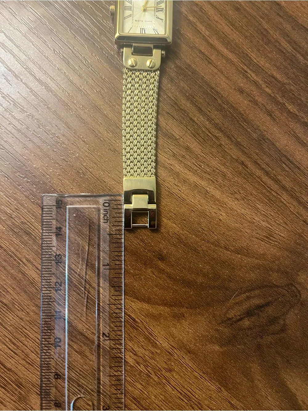 Anne Klein Gold-Tone Rectangular Mesh Bracelet Watch